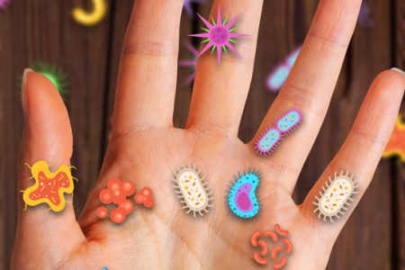 05 Hand full of germs after touching a table